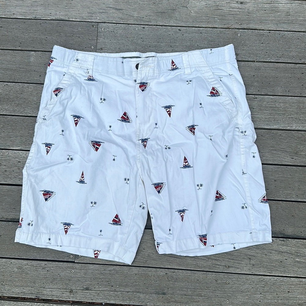 White mens shorts with sailboats
